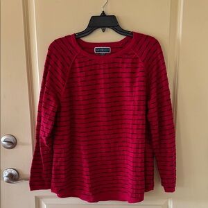Karen Scott Red Scoopneck Sweater with Black Stripes
